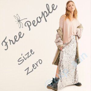NWT Free People Sea Shell Sequin Maxi Skirt Sz 0